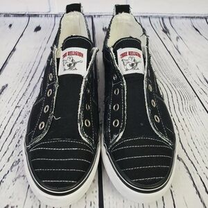 True Religion Black Canvas Slip-On Sneakers